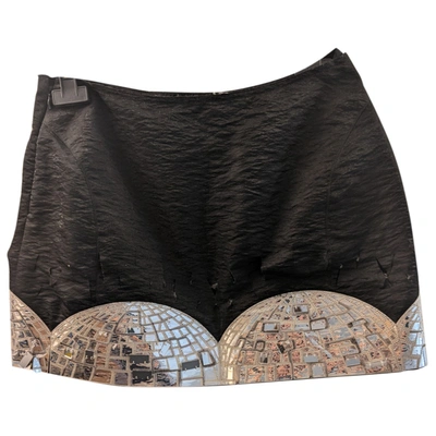 Pre-owned Rochas Glitter Mini Skirt In Black