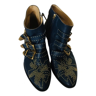 Pre-owned Chloé Susanna Ankle Boots In Navy
