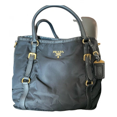 Pre-owned Prada Etiquette Cloth Handbag In Black