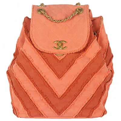 Pre-owned Chanel Cloth Backpack In Orange