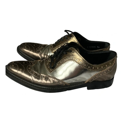 Pre-owned Dolce & Gabbana Leather Lace Ups In Metallic