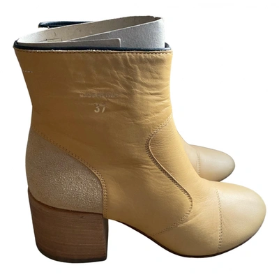 Pre-owned Mm6 Maison Margiela Leather Ankle Boots In Yellow