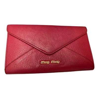 Pre-owned Miu Miu Leather Wallet In Pink