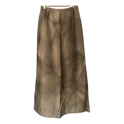 Pre-owned Kenzo Leather Skirt In Brown