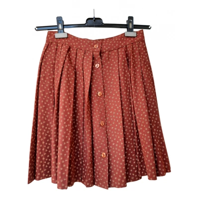 Pre-owned Stefanel Mini Skirt In Burgundy