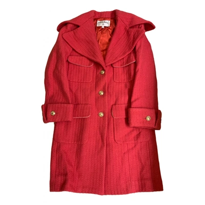Pre-owned Chanel Wool Coat In Red