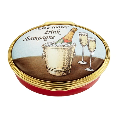 Halcyon Days Save Water Drink Champagne Enamel Box