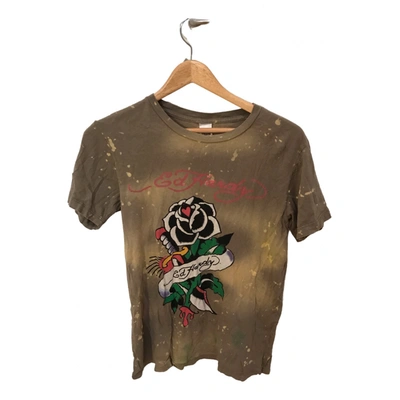 Pre-owned Ed Hardy T-shirt In Brown