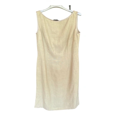 Pre-owned Valentino Linen Mid-length Dress In Beige