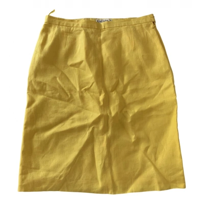 Pre-owned Escada Linen Mid-length Skirt In Yellow