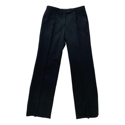 Pre-owned Calvin Klein Wool Straight Pants In Black