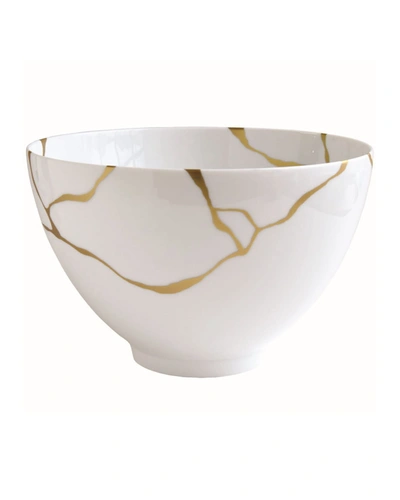 Bernardaud Kintsugi-sarkis 24k Gold Deep Salad Bowl In White/gold