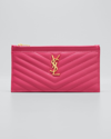 Saint Laurent Monogramme Grain De Poudre Bill Pouch Wallet In Fuxia