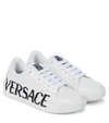 VERSACE LOGO LEATHER SNEAKERS,P00588279