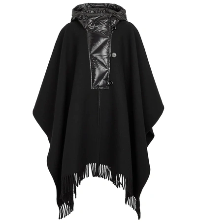 Moncler Virgin Wool And Nylon Cape In Black