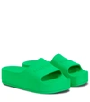 Balenciaga Logo Rubber Slides In Green