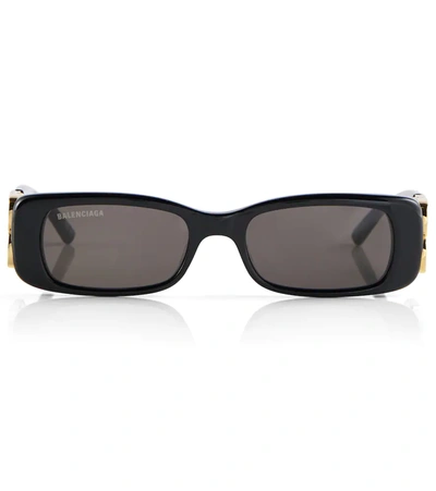Balenciaga Dynasty Rectangular Sunglasses In Black-gold-grey