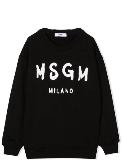 Msgm Teen Logo-print Cotton Sweatshirt In Black
