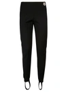 Moncler Black Stretch Fabric Leggings With Logo Patch In Black