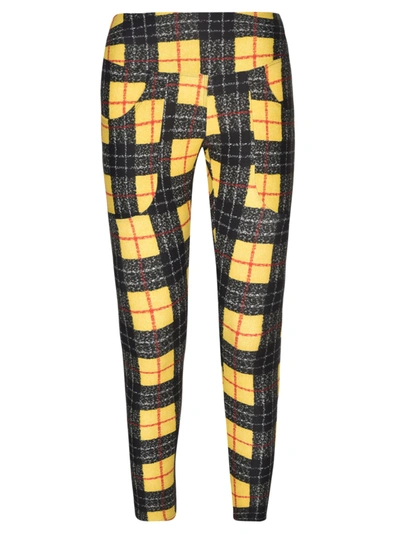R13 Panelled Cropped Leggings In Yellow/plaid