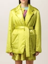 Msgm Belted Single-breasted Blazer In Lime