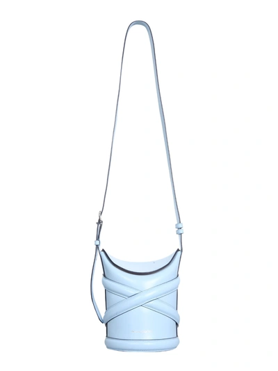 Alexander Mcqueen The Curve Small Leather Shoulder Bag In Blue