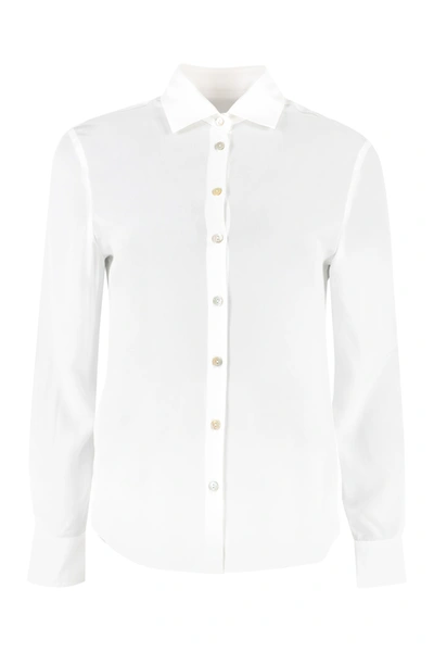 Barba Napoli Stretch Poplin Shirt In White