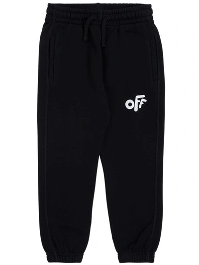 Off-white Black Cotton Joggers With Off Print In Black Whit