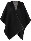 Ferragamo Reversible Wool Poncho In Nero