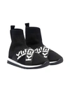 Kenzo Flyknit Logo Strap High-top Sneakers In Nero