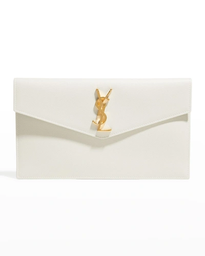 SAINT LAURENT UPTOWN YSL POUCH IN GRAINED LEATHER,PROD234870185
