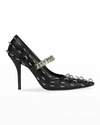 Givenchy Lambskin Chain Stud Mary Jane High-heel Pumps In Black