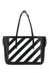 OFF-WHITE BLACK LEATHER DIAG BINDER SHOPPING BAG  BLACK OFF WHITE DONNA TU