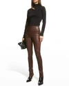 Sprwmn High-waist Leather Ankle Leggings In Whiskey