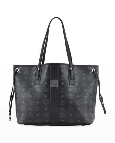 Mcm Liz Reversible Medium Visetos Tote Bag In Black