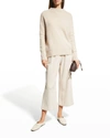 Vince Boiled Cashmere Funnel-neck Pullover In White Sand