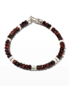 David Yurman Men's Hex Bead Bracelet In Sterling Silver In Red