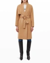 Mackage Thalia Double Face Tie Waist Wool Coat In Tan