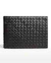 Bottega Veneta Men's Intrecciato Leather Wallet In Nero/argilla