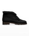 Manolo Blahnik Mircus Suede Shearling Lace-up Booties In Blck 0015