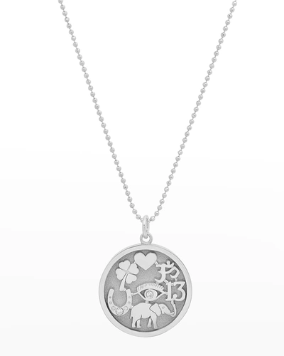 Jennifer Meyer 18k White Gold Good Luck Pendant Necklace With Diamonds In White/gold