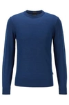Hugo Boss Wool-blend Sweater With Striped Detail- Dark Blue Men's Sweaters Size M