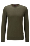 Hugo Boss Wool Blend Sweater With Striped Detail In Light Green