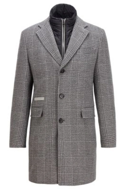 Hugo Boss Slim Fit Coat With Detachable Zip Through Inner In Grey