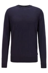 Hugo Boss Wool-blend Sweater With Striped Detail- Dark Blue Men's Sweaters Size 2xl