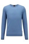 Hugo Boss Crew Neck Sweater In Virgin Wool In Light Blue