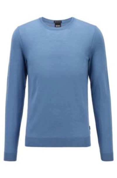Hugo Boss Crew Neck Sweater In Virgin Wool In Light Blue