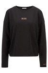 Hugo Boss Relaxed-fit Sweatshirt In Lightweight Terry With Logo Detail In Black