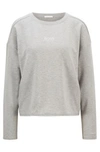Hugo Boss Relaxed Fit Sweatshirt In Lightweight Terry With Logo Detail In Silver