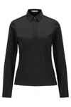 Hugo Boss Slim-fit Blouse In Stretch Cotton-blend Poplin- Black Women's Business Blouses Size 12